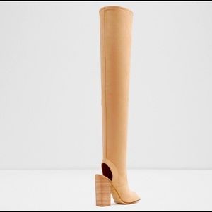 Aldo tan suede winner over the knee peep toe boots size 8